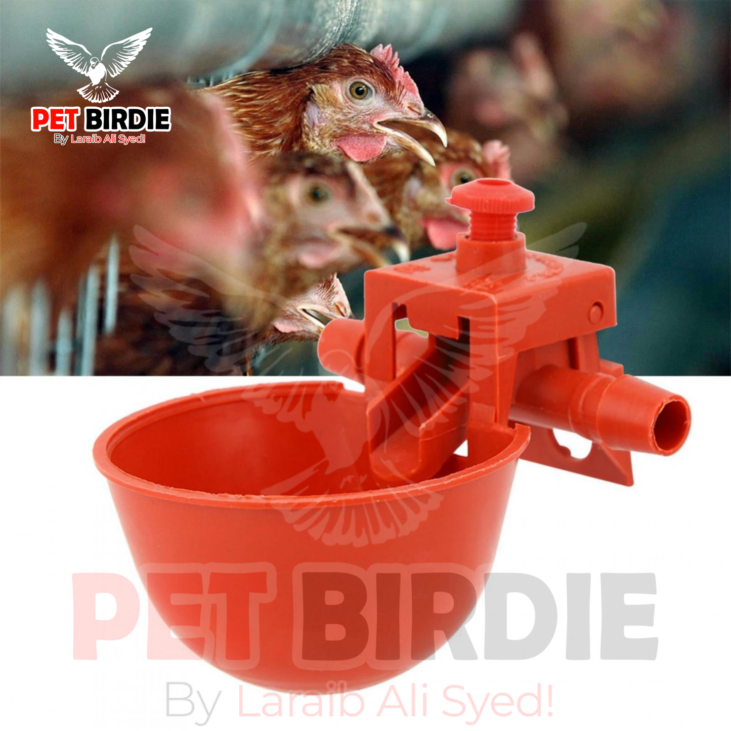 Red Auto cup for poultry setups and frams ( Pack of 2 )